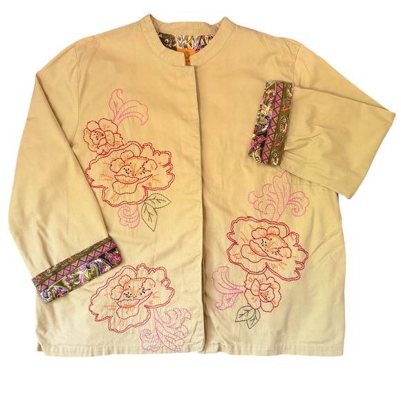 Ruby Rd. Jackets & Blazers - Ruby Rd Boho Floral Embroidered Artsy Cotton Twill Jacket (18) Paisley Cottage
